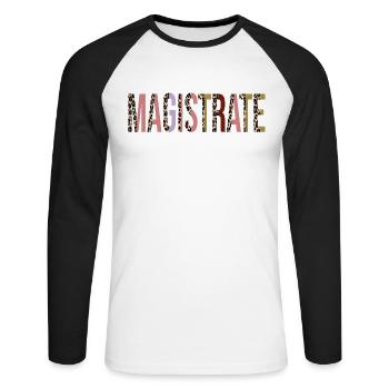 Magistrat - T-shirt baseball manches longues Homme - blanc/noir - Devant - Nik (191cm)