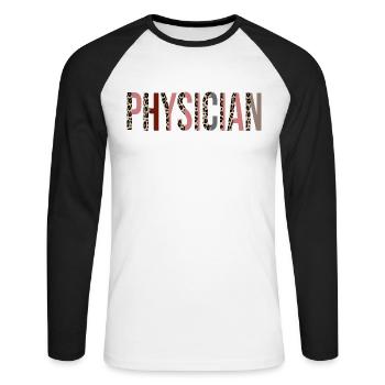 Médecin - T-shirt baseball manches longues Homme - blanc/noir - Devant - Nik (191cm)