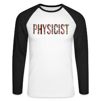 Physiker - Unisex Baseballshirt langarm - Weiß/Schwarz - Vorne - Nik (191cm)