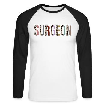 Surgeon - Unisex Long Sleeve Baseball T-Shirt - white/black - Front - Nik (191cm)