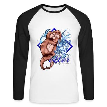 i love you like no otter Design - Unisex Baseballshirt langarm - Weiß/Schwarz - Vorne - Nik (191cm)