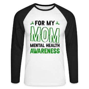 MOM Sensibilisation à la santé mentale La santé mentale est importante - T-shirt baseball manches longues Homme - blanc/noir - Devant - Nik (191cm)