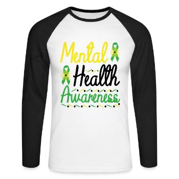 Mental Health Awareness Educating about Mental - Unisex Long Sleeve Baseball T-Shirt - white/black - Front - Nik (191cm)