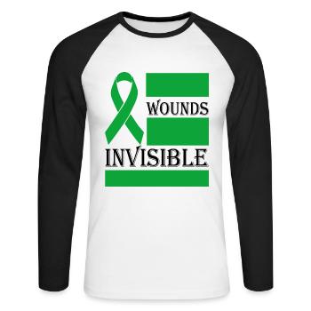 Wounds Invisible Mental Illness Awareness - Unisex Long Sleeve Baseball T-Shirt - white/black - Front - Nik (191cm)