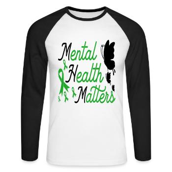 La santé mentale compte Mettre fin à la stigmatisation Santé - T-shirt baseball manches longues Homme - blanc/noir - Devant - Nik (191cm)