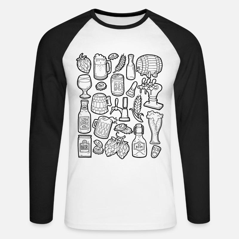 Bier Doodle - Unisex Baseballshirt langarm - Weiß/Schwarz