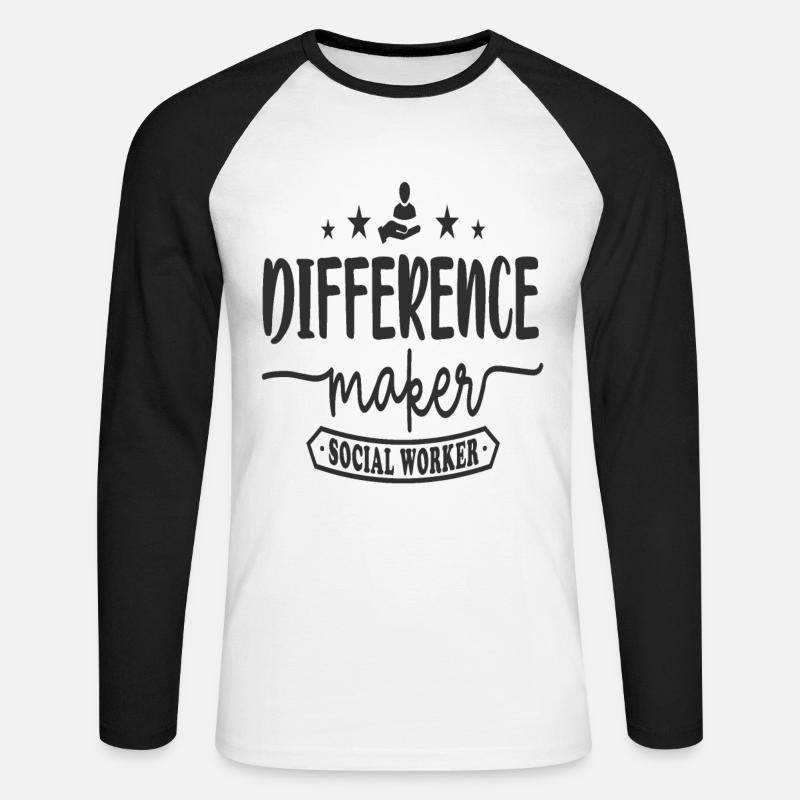 Difference Maker Sozialarbeiter - Unisex Baseballshirt langarm - Weiß/Schwarz