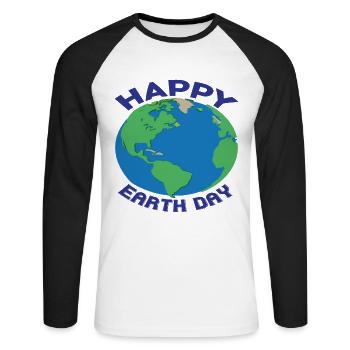 Happy Earth Day Earth Day Zitate - Unisex Baseballshirt langarm - Weiß/Schwarz - Vorne - Nik (191cm)