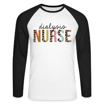 Infirmière en dialyse Leopard Print Infirmière autorisée - T-shirt baseball manches longues Homme - blanc/noir - Devant - Nik (191cm)