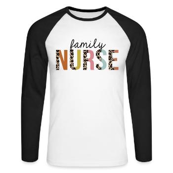 Infirmière familiale Leopard Print Infirmière autorisée - T-shirt baseball manches longues Homme - blanc/noir - Devant - Nik (191cm)