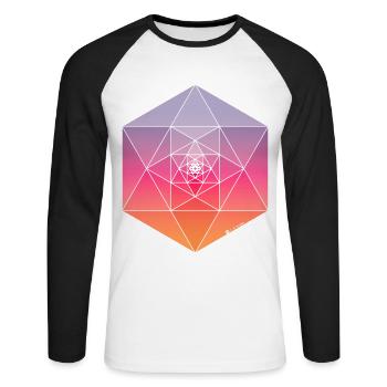 Retro Gem - Unisex Baseballshirt langarm - Weiß/Schwarz - Vorne - Nik (191cm)
