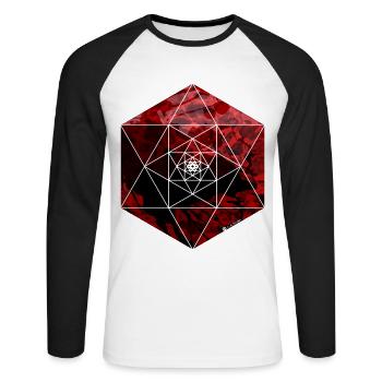 Blood Gem - Unisex Baseballshirt langarm - Weiß/Schwarz - Vorne - Nik (191cm)