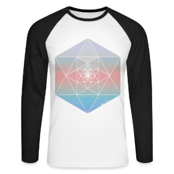 Rainbow Gem - Unisex Baseballshirt langarm - Weiß/Schwarz - Vorne - Nik (191cm)