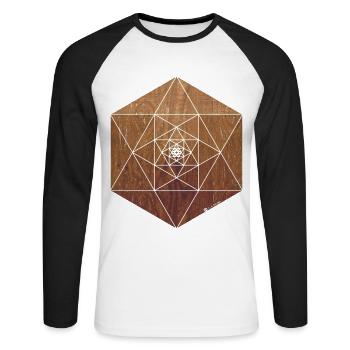 Wood Gem - Unisex Baseballshirt langarm - Weiß/Schwarz - Vorne - Nik (191cm)