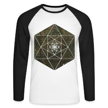 Paper Gem - Unisex Baseballshirt langarm - Weiß/Schwarz - Vorne - Nik (191cm)