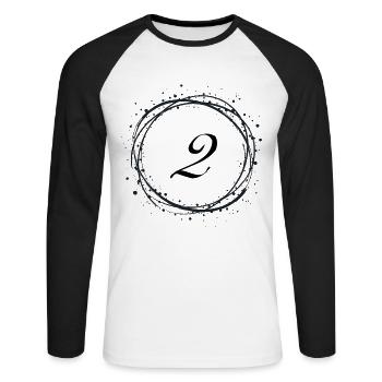 2 - Unisex Long Sleeve Baseball T-Shirt - white/black - Front - Nik (191cm)