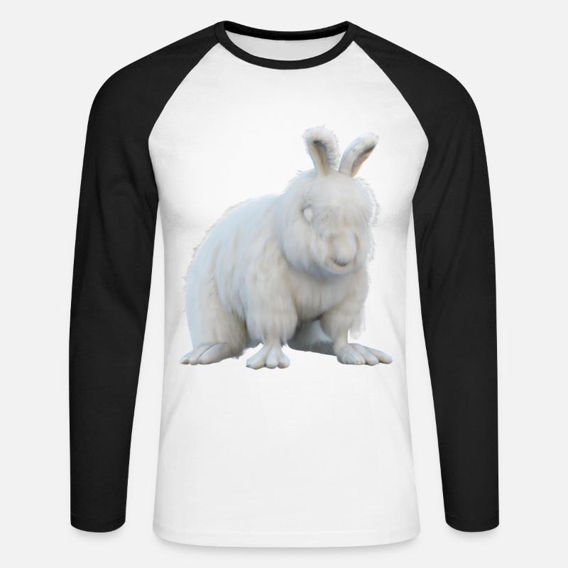 Fluffy Angora rabbit - Unisex Long Sleeve Baseball T-Shirt - white/black