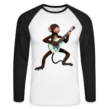 Monkey guitarist - Unisex Long Sleeve Baseball T-Shirt - white/black - Front - Nik (191cm)