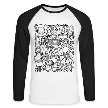 USA 4th of July Independence Day America - Unisex Long Sleeve Baseball T-Shirt - white/black - Front - Nik (191cm)