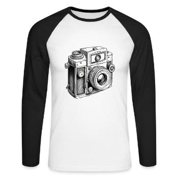Shutterbug - Unisex Baseballshirt langarm - Weiß/Schwarz - Vorne - Nik (191cm)