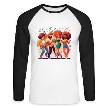 Soirée discothèque - T-shirt baseball manches longues Homme - blanc/noir - Devant - Nik (191cm)