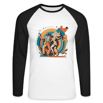 Disco Dream - Unisex Long Sleeve Baseball T-Shirt - white/black - Front - Nik (191cm)