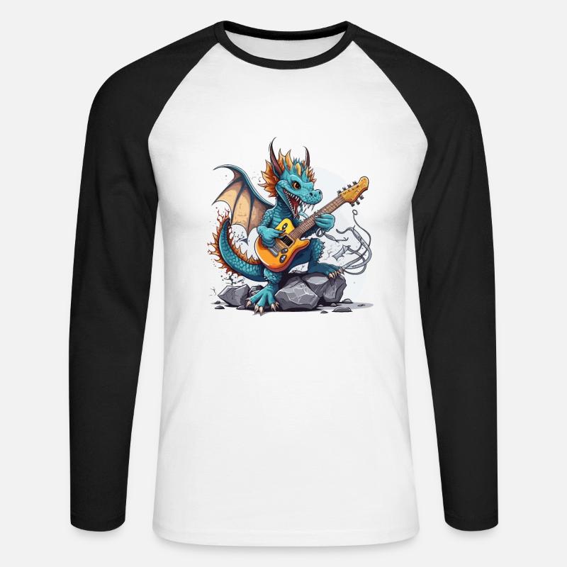 Drachenwippe - Unisex Baseballshirt langarm - Weiß/Schwarz