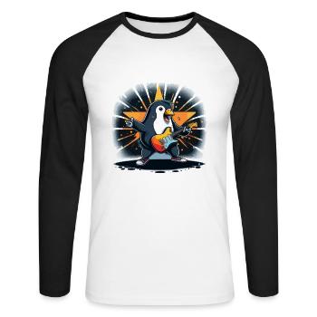The Penguin Festival Rocker - Unisex Long Sleeve Baseball T-Shirt - white/black - Front - Nik (191cm)