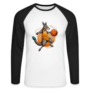 Jump Shot Kangaroo - Unisex Long Sleeve Baseball T-Shirt - white/black - Front - Nik (191cm)