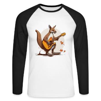 Schaukelndes Känguru - Unisex Baseballshirt langarm - Weiß/Schwarz - Vorne - Nik (191cm)