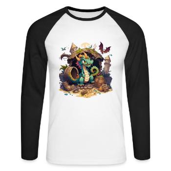 The Dragons Hoard - Unisex Long Sleeve Baseball T-Shirt - white/black - Front - Nik (191cm)