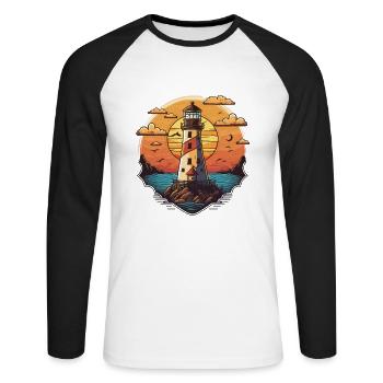 Lumière de guidage - T-shirt baseball manches longues Homme - blanc/noir - Devant - Nik (191cm)