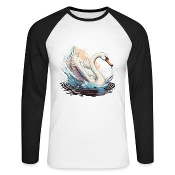 Cygne plongeur - T-shirt baseball manches longues Homme - blanc/noir - Devant - Nik (191cm)
