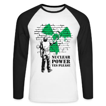 Énergie nucléaire Oui s’il vous plaît, oui à l’énergie nucléaire - T-shirt baseball manches longues Homme - blanc/noir - Devant - Nik (191cm)