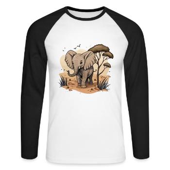 Riese der Savanne - Unisex Baseballshirt langarm - Weiß/Schwarz - Vorne - Nik (191cm)