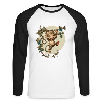 Blödsinn - Unisex Baseballshirt langarm - Weiß/Schwarz - Vorne - Nik (191cm)