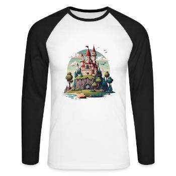 Château dans les collines - T-shirt baseball manches longues Homme - blanc/noir - Devant - Nik (191cm)