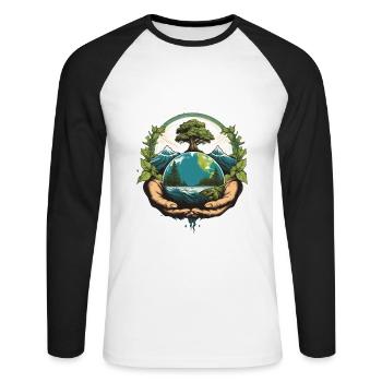 Saving the Environment Environmental Protection Hero Climate Activist - Unisex Long Sleeve Baseball T-Shirt - white/black - Front - Nik (191cm)