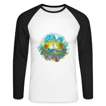 Wind turbine Wind turbines Environmental protection - Unisex Long Sleeve Baseball T-Shirt - white/black - Front - Nik (191cm)