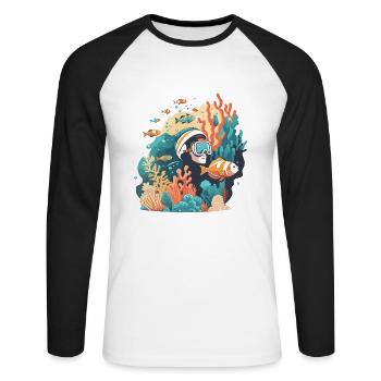 Game On: Jeu vidéo amusant - T-shirt baseball manches longues Homme - blanc/noir - Devant - Nik (191cm)