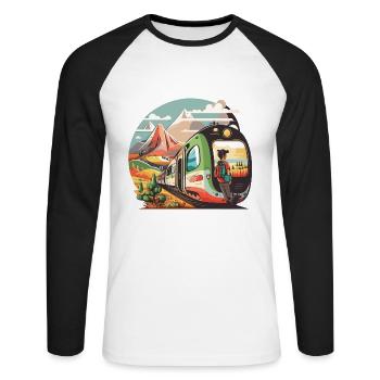 Ancient Wonders: Historical Journey - Unisex Long Sleeve Baseball T-Shirt - white/black - Front - Nik (191cm)