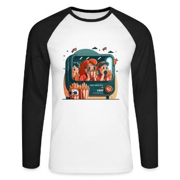 Briefmarkensammlung: Philatelisten begeistern - Unisex Baseballshirt langarm - Weiß/Schwarz - Vorne - Nik (191cm)
