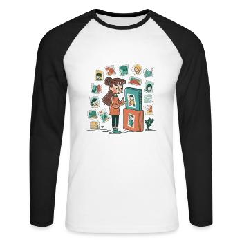 Science Geek: Expérience scientifique - T-shirt baseball manches longues Homme - blanc/noir - Devant - Nik (191cm)