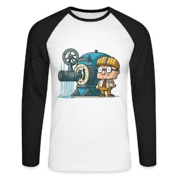 Power of Wind: Wind Energy - Unisex Long Sleeve Baseball T-Shirt - white/black - Front - Nik (191cm)