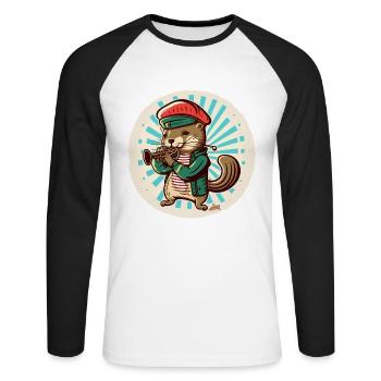 Mink Trumpeter - Unisex Long Sleeve Baseball T-Shirt - white/black - Front - Nik (191cm)