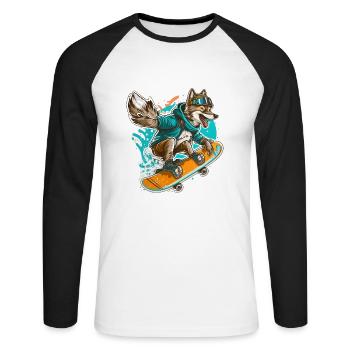 Wolf Boarder - T-shirt baseball manches longues Homme - blanc/noir - Devant - Nik (191cm)