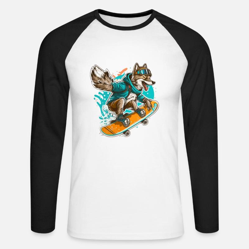 Wolf - Unisex Baseballshirt langarm - Weiß/Schwarz
