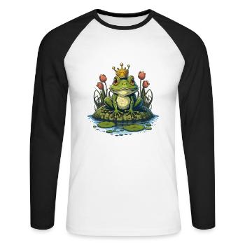 Royal Frog - Unisex Long Sleeve Baseball T-Shirt - white/black - Front - Nik (191cm)