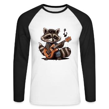 Raccoon Rocker - Unisex Long Sleeve Baseball T-Shirt - white/black - Front - Nik (191cm)