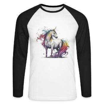 Magical Unicorn - Unisex Long Sleeve Baseball T-Shirt - white/black - Front - Nik (191cm)